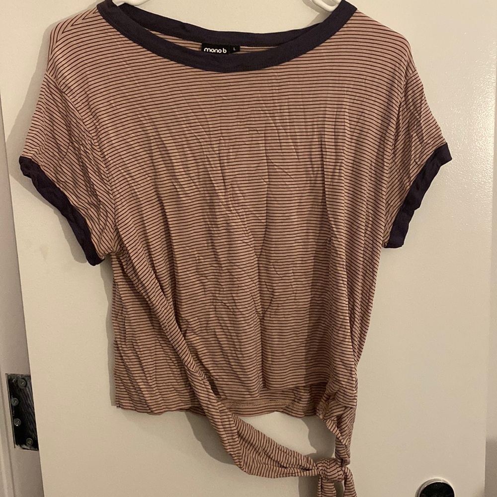 Pink striped crop top with tie